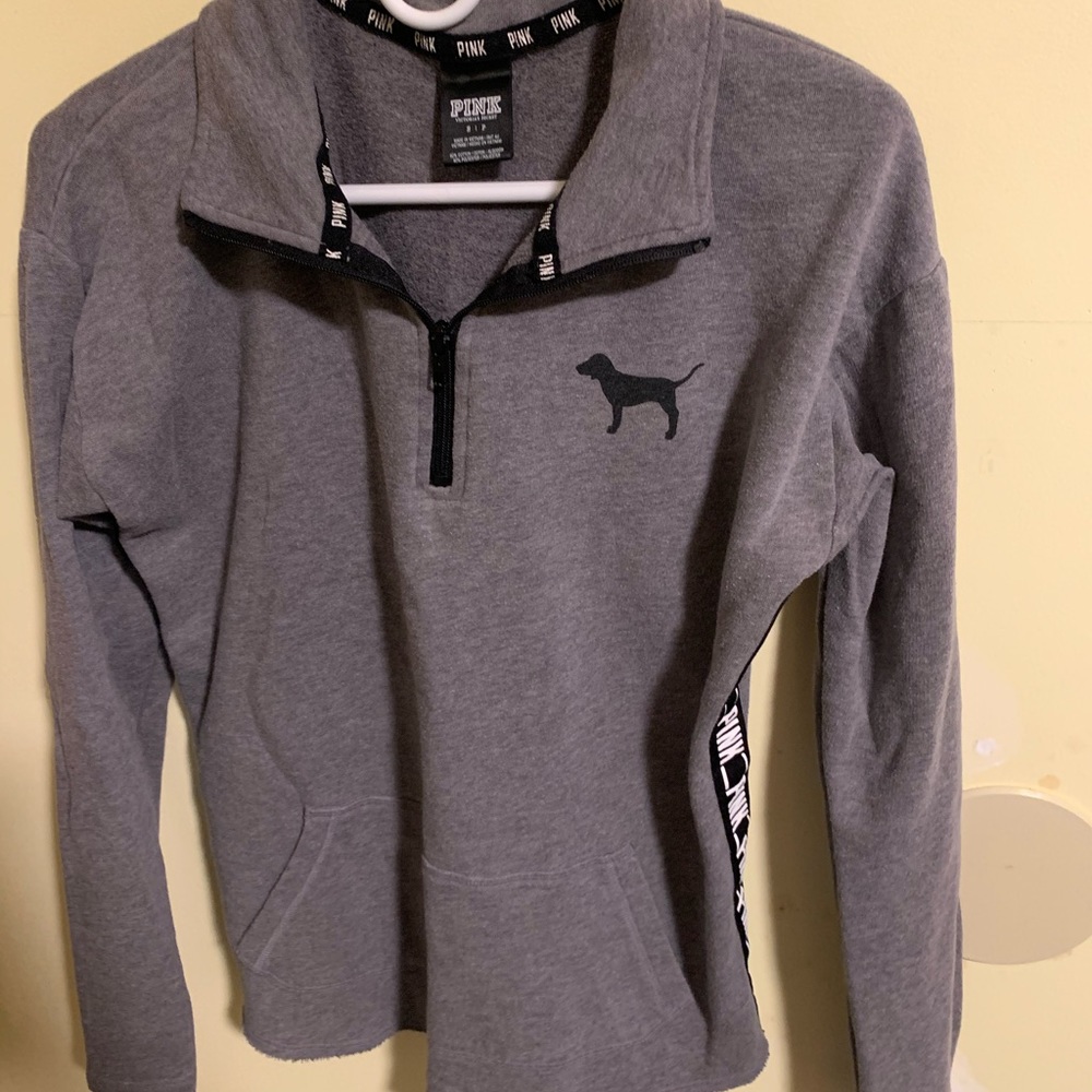 VS Pink grey quarter zip pullover